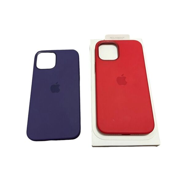 Apple IPhone 12/12 Pro Silicon Cases Bundle Red & Purple Magsafe Lightweight - Picture 1 of 5